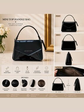 Michael Kors Black Patent Mini Top Handle Satchel
